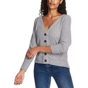 🚨NEW 1. STATE Gray Button Front Waffle Knit Cardigan Sweater Cozy Plus Size XXL